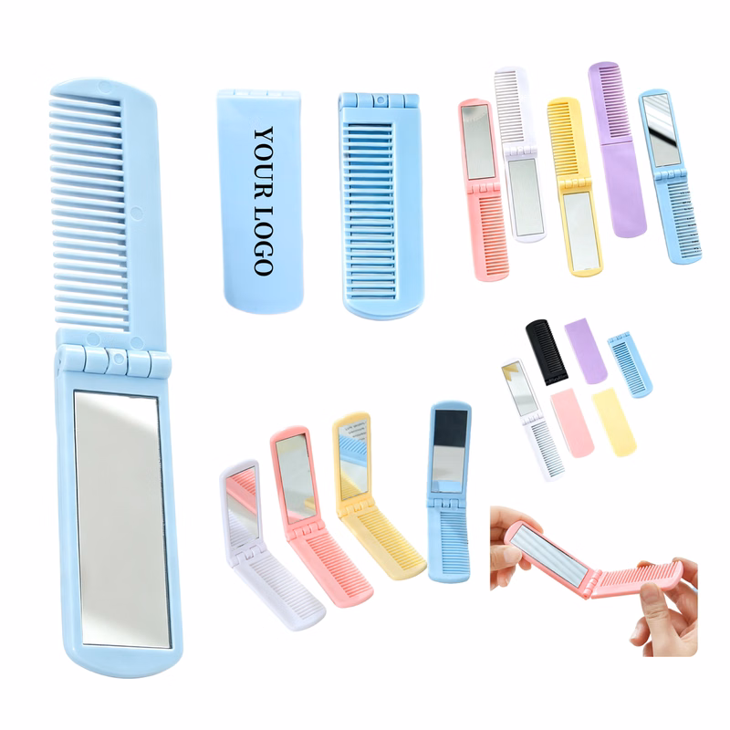 Portable 2-in-1 Mirror Comb Foldable Travel