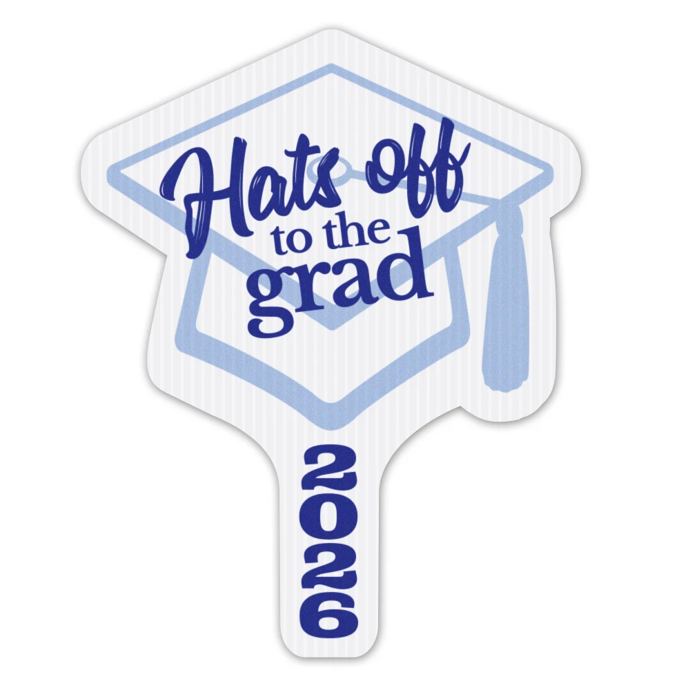 Graduation Cap Hand Fan, Screen Printed 1