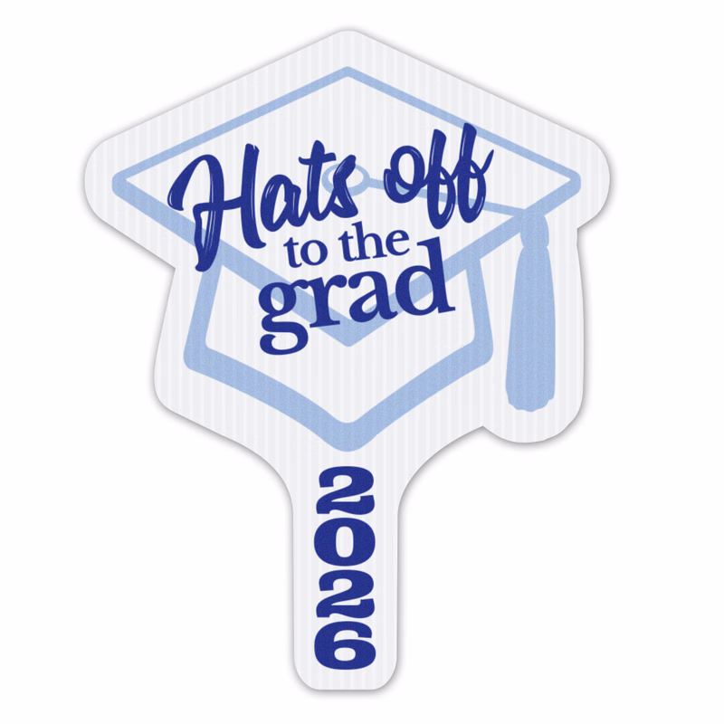 Graduation Cap Hand Fan, Screen Printed