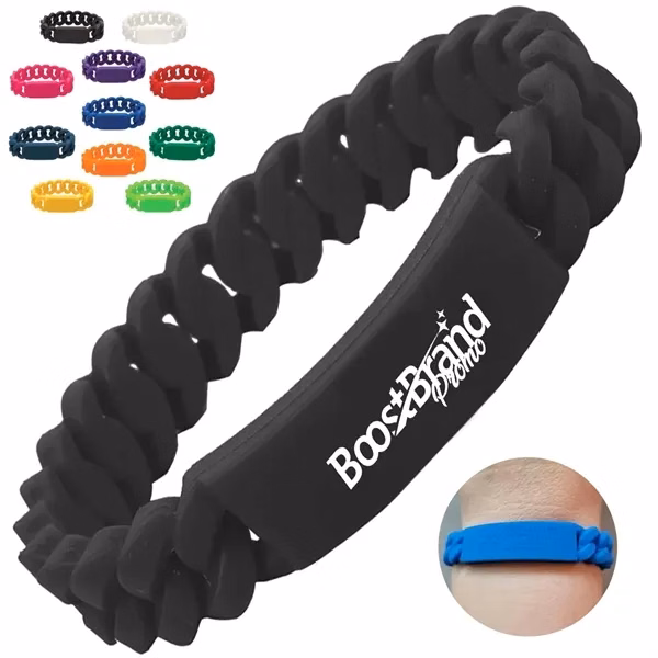 Custom Braided Silicone ID Bracelet with Flat Plate — Team Events & Awareness Campaigns