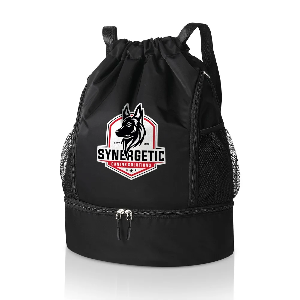 Drawstring Backpack with Shoes Compartment 1