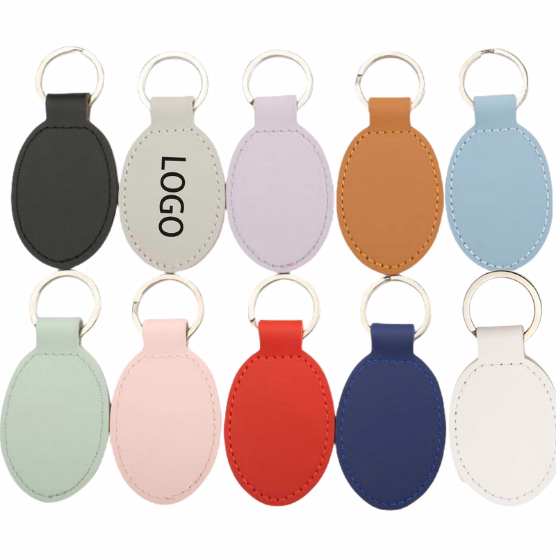 Oval Double Sided PU keychain