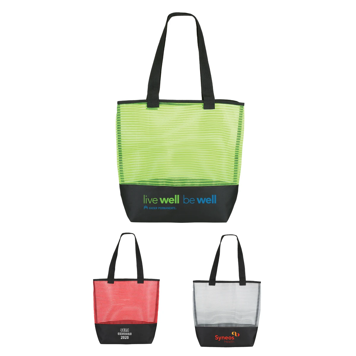 Stripe Mesh Weave Tote Bag 1