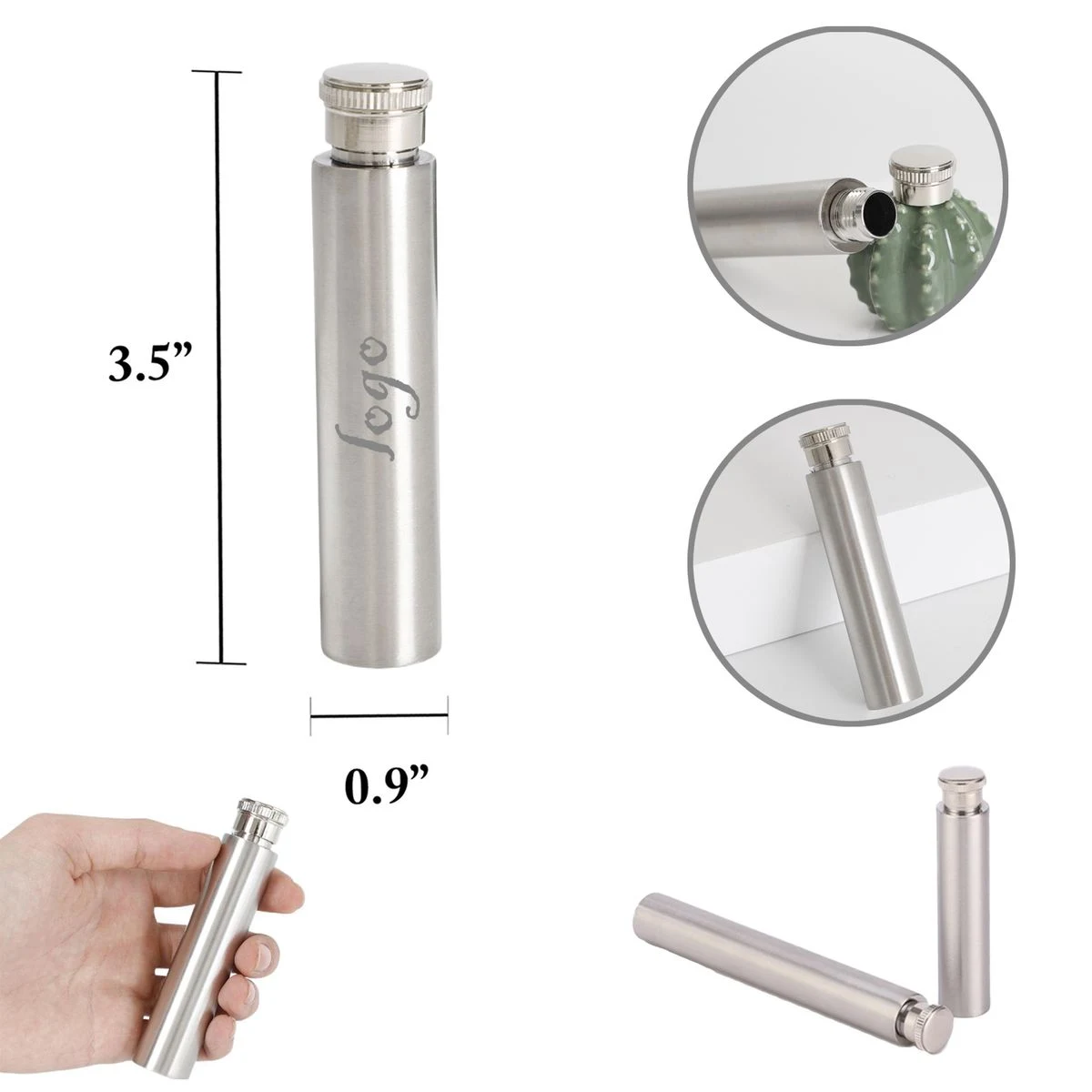 MOQ50 Portable Stainless Steel Cigar Flask 1oz, custom water bottle with logo imprint 1