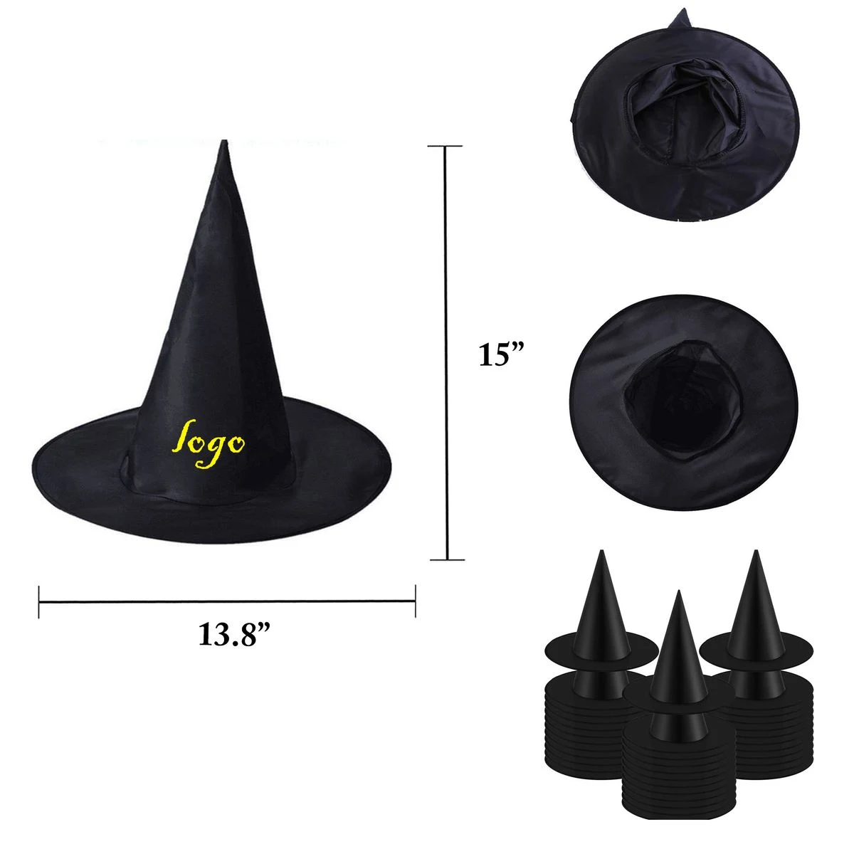 MOQ100 Halloween Witch Hats for All Ages in Black Oxford 1