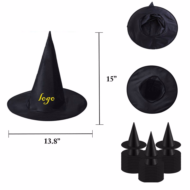 MOQ100 Halloween Witch Hats for All Ages in Black Oxford