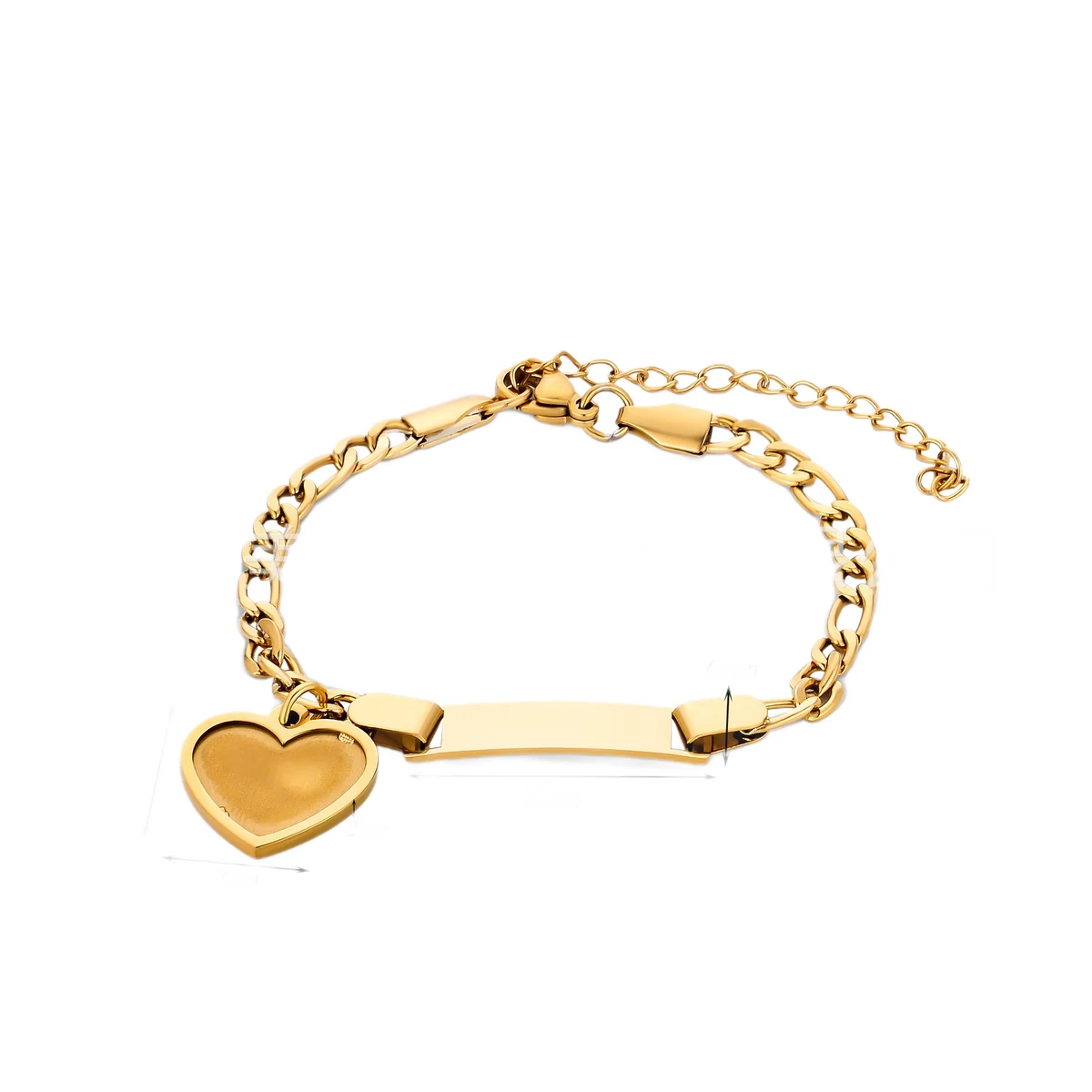 Custom Photo & Text Engraved Heart Charm Bracelet 1