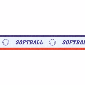 Softball "V" Neck Ribbon with Clip, 7/8" wide