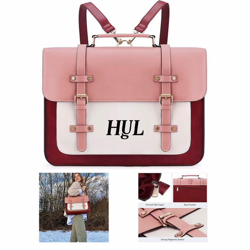 Large Capacity PU Leather Laptop Bag Backpack