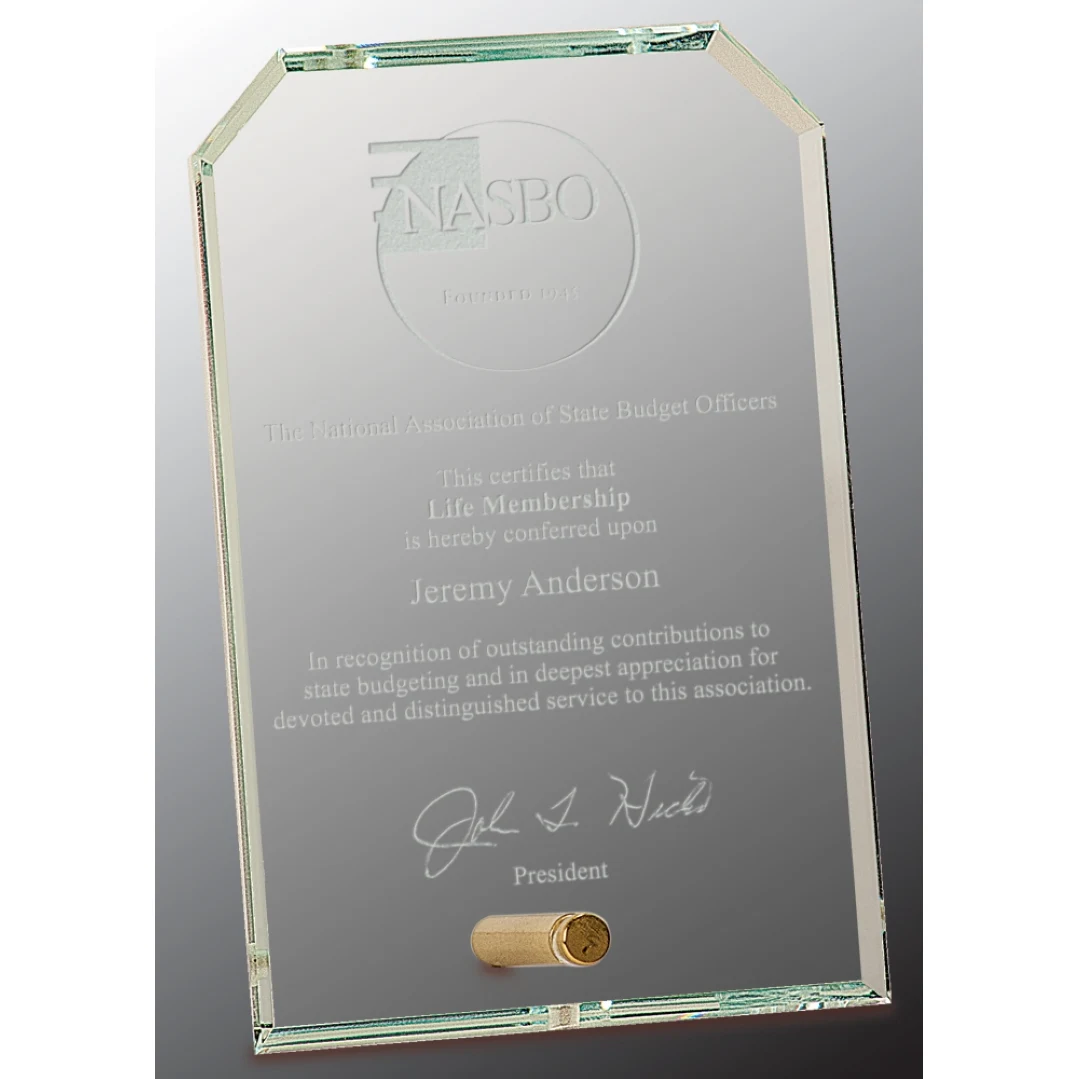 4" x 6" Clear Clipped Corners Rectangle CrystalEdge Glass Award 1