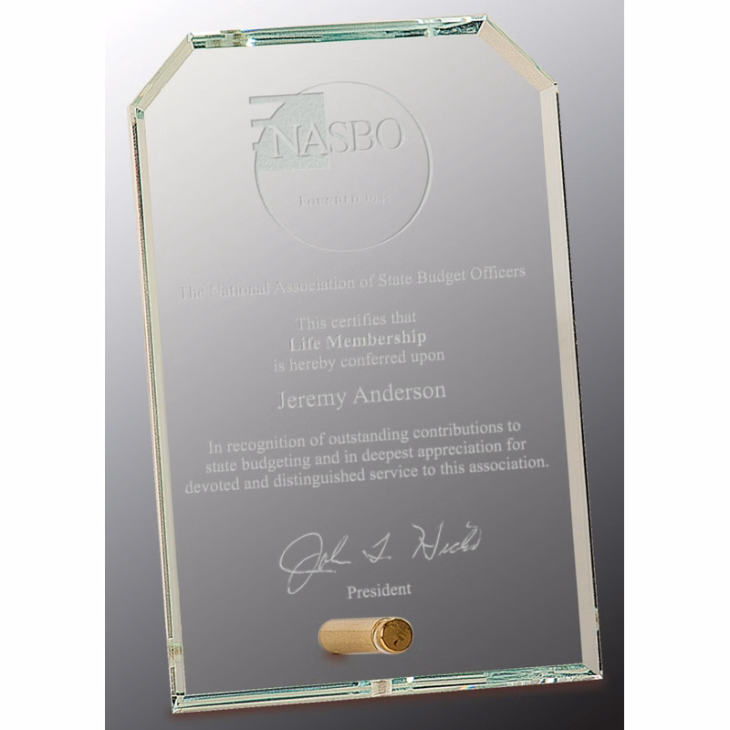 4" x 6" Clear Clipped Corners Rectangle CrystalEdge Glass Award