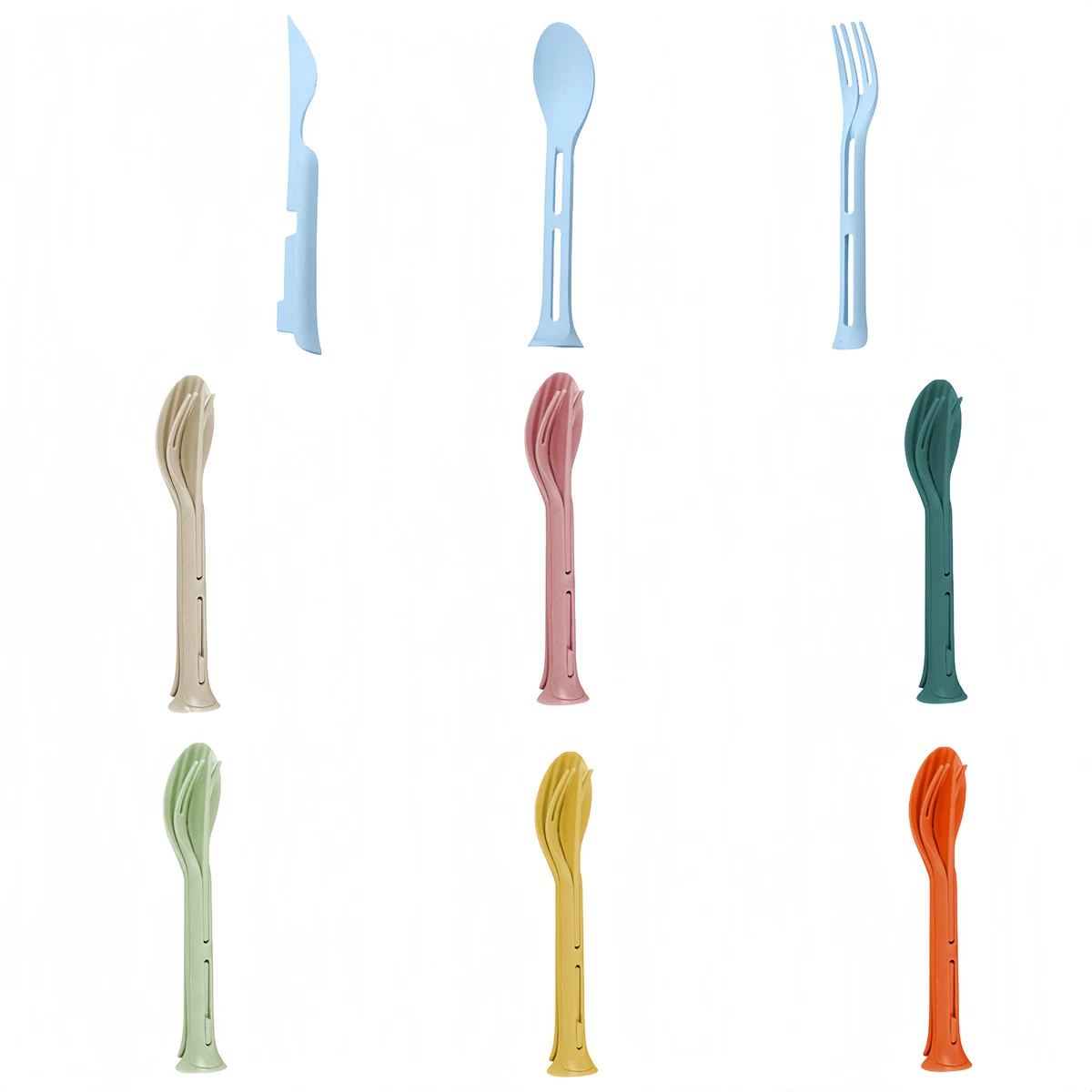 Eco-Friendly Wheat Straw 3-in-1 Cutlery Set 1