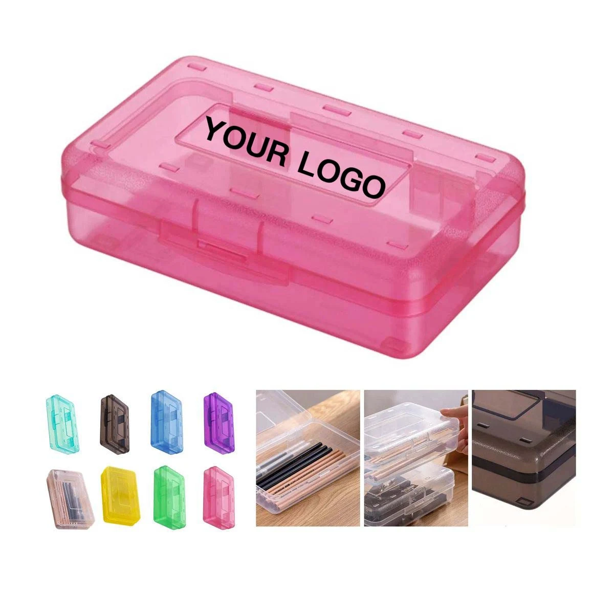 Clear Stationery Container with Rounded Edges 1