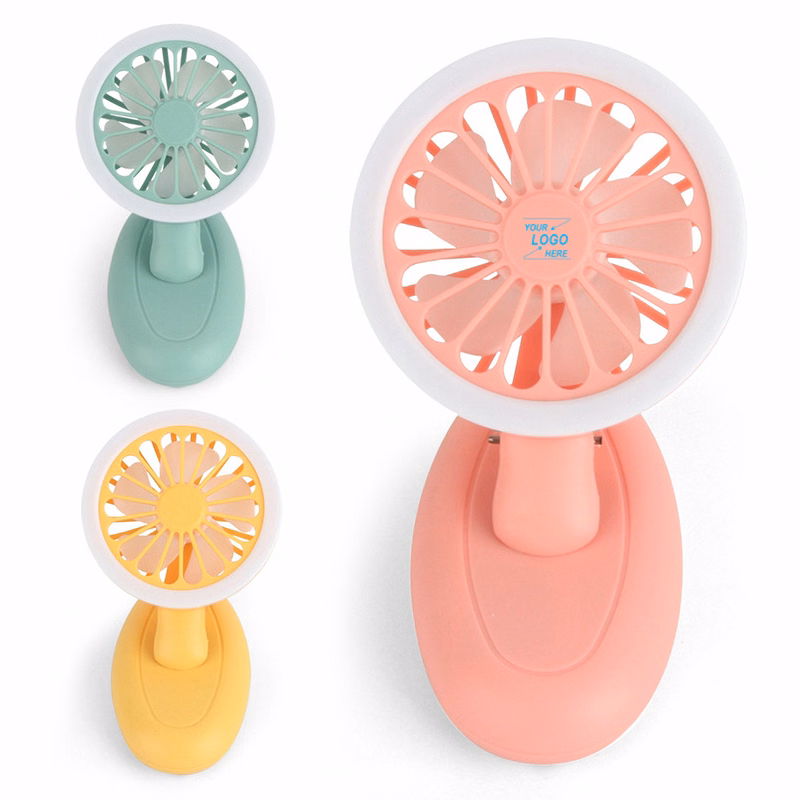 Portable USB Rechargeable Desk and Handheld Fan with LED Light