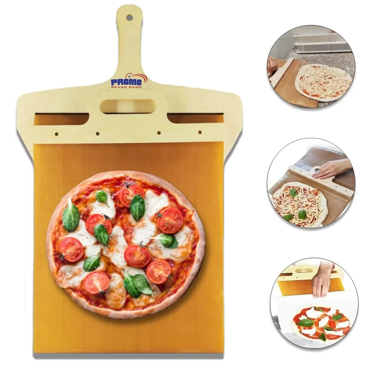 Multi Purpose Premium Natural Wooden Sliding Pizza Tray 1