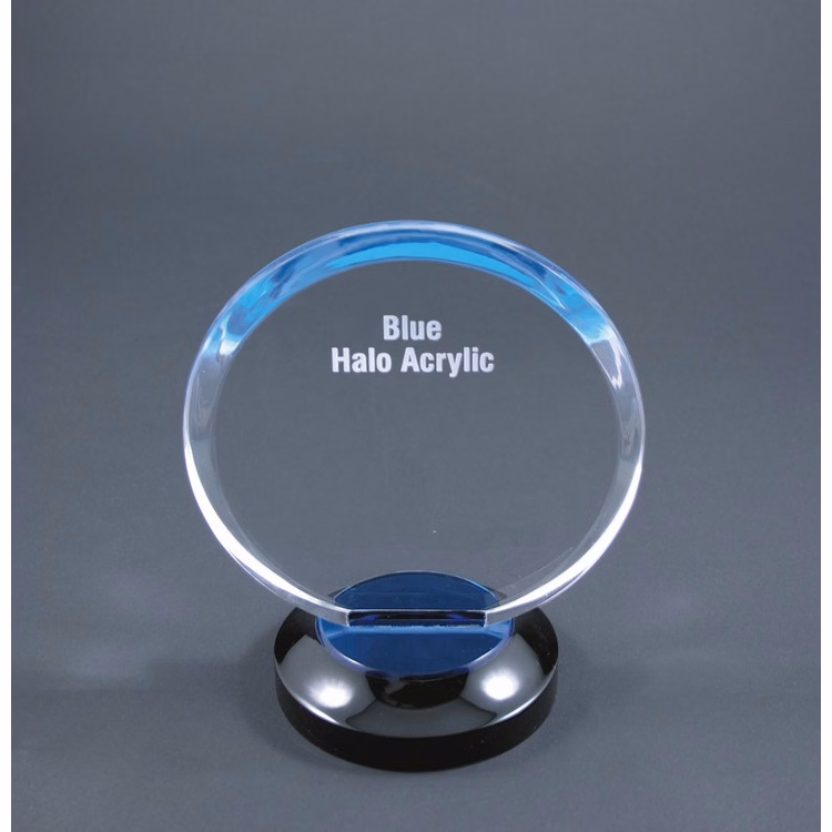 7" Blue Halo Acrylic Award with Base