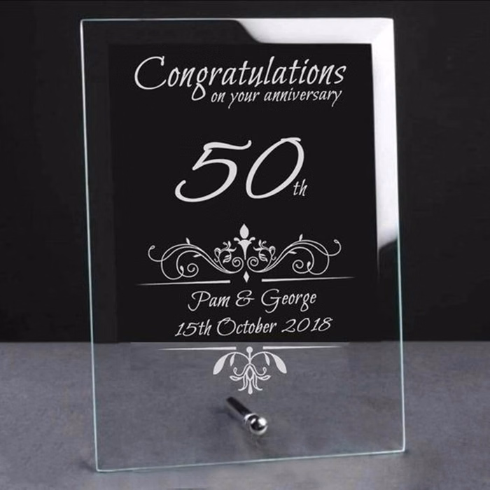 Personalized Anniversary Glass Plaque