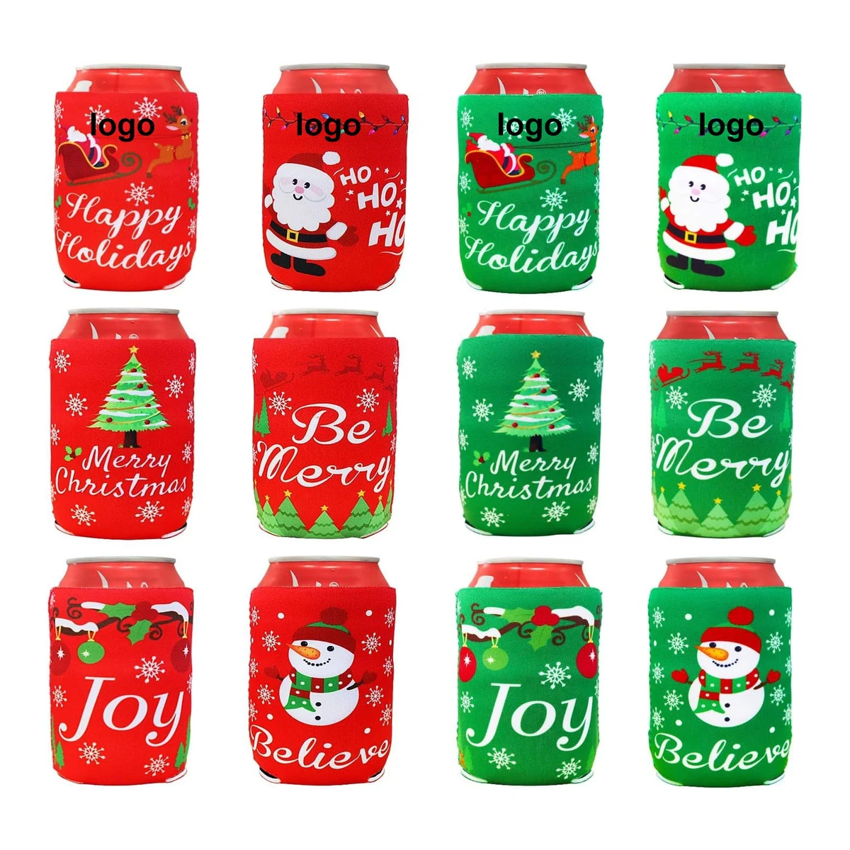 Christmas Neoprene Can Cover (direct import), custom koozie with logo imprint 1