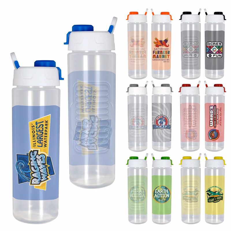 Two Tone Pop Up 24 oz. Full Color Debossed Bottle