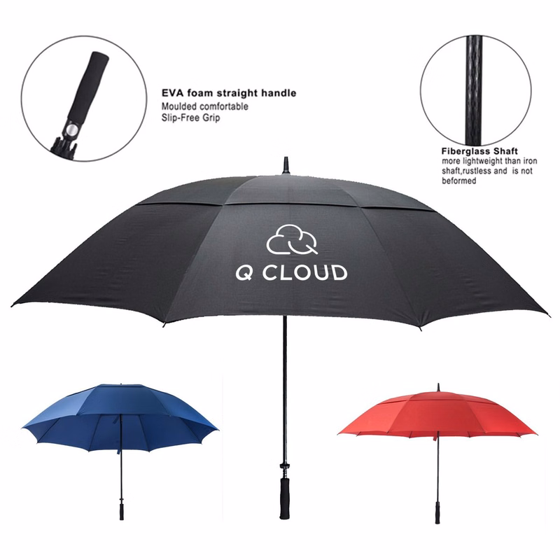 Custom 54" Automatic Open Double Canopy Golf Umbrellas