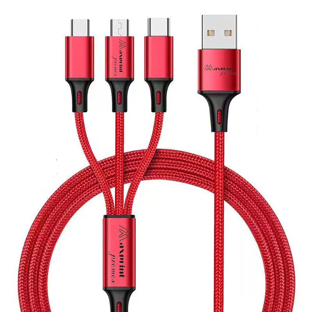 3 IN 1 USB Nylon Mobile Phone Charging Cable 1