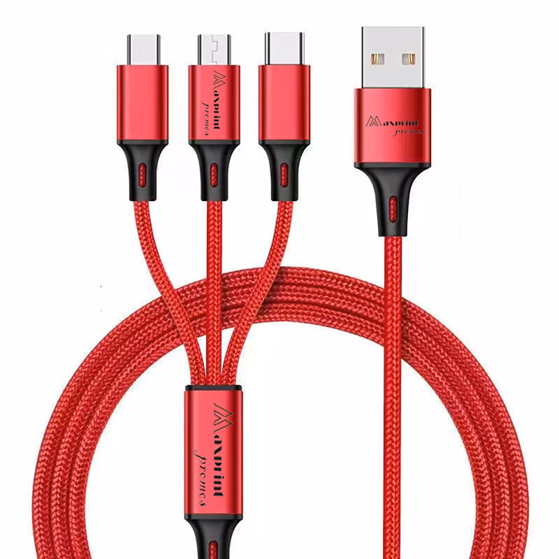 3 IN 1 USB Nylon Mobile Phone Charging Cable