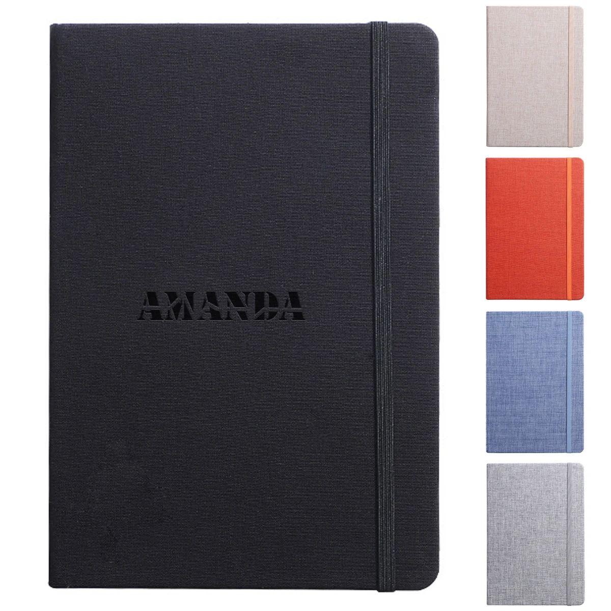 A5 Fabric Cover Business Notebook w/ Strap 1