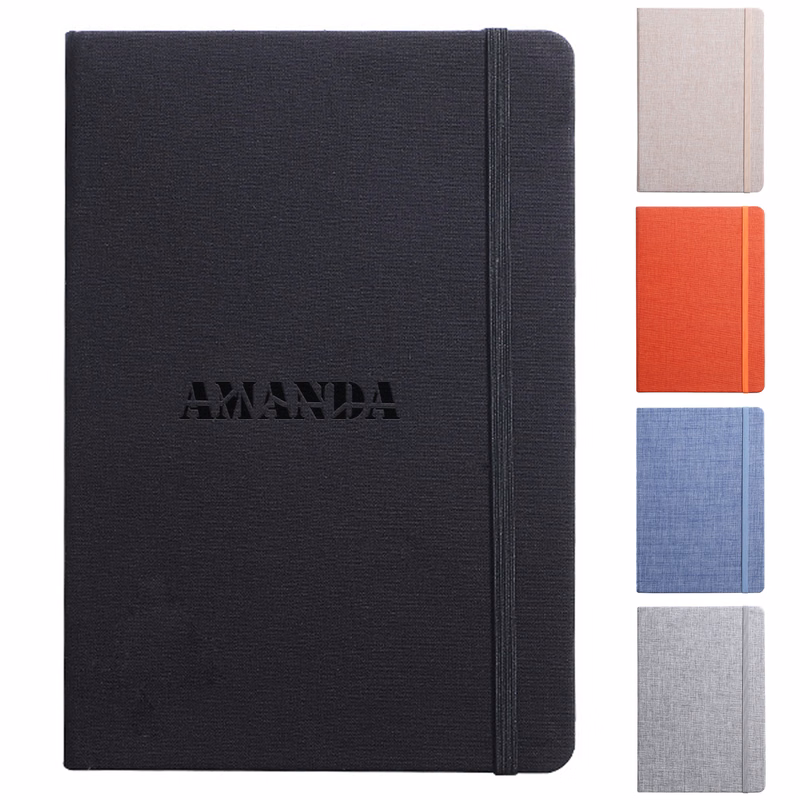 A5 Fabric Cover Business Notebook w/ Strap