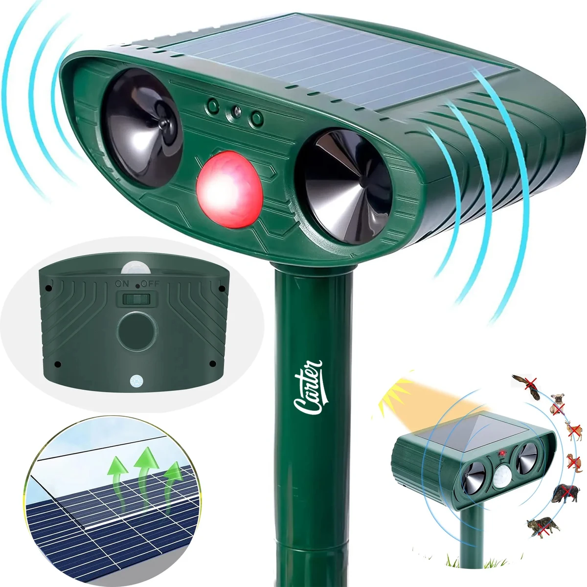 Solar Infrared Induction LED Ultrasonic Animal Repellent 1