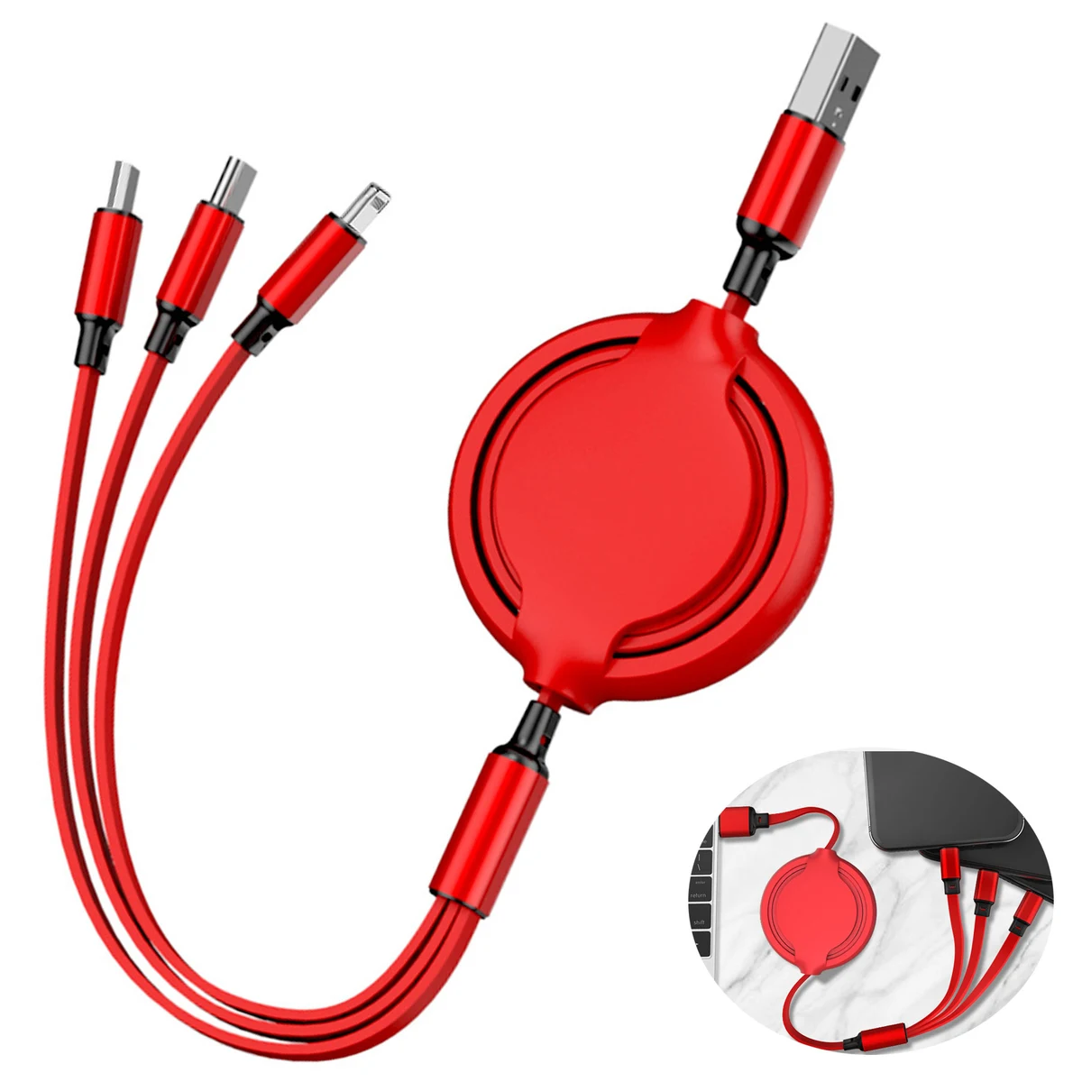 3-in-1 Telescopic USB Fast Charging Cable 1