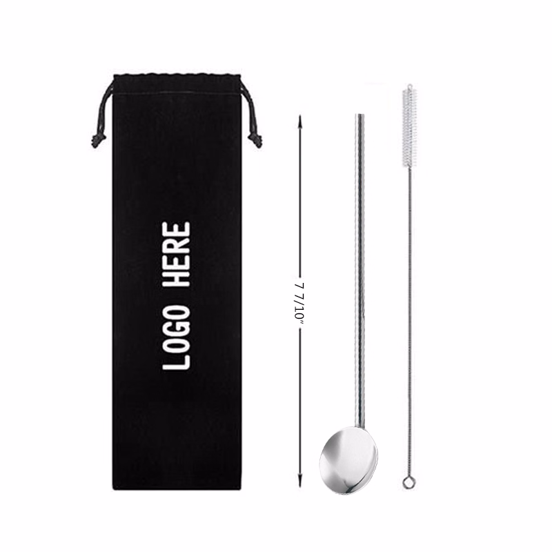 Stainless Steel Spoon and Drinking Straw kit unique giveaway comes with a spoon