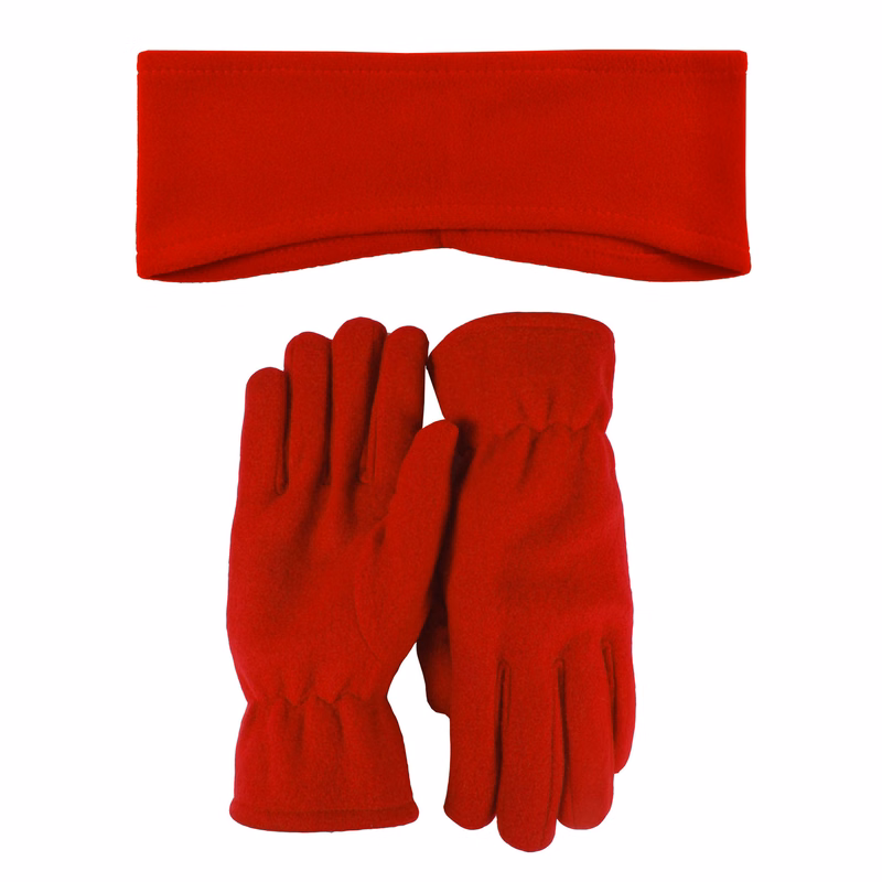Lightweight Fleece Earband and Gloves Combo