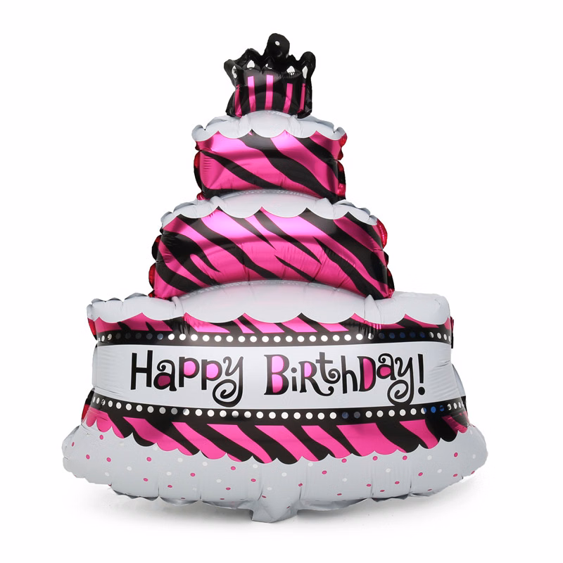 Three Layers Happy Birthday Cake Balloons,Aluminum Foil Ballon Happy Birthday Party Decoration Bal