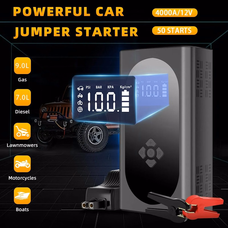 Jump Starter Battery Pack with Large Display