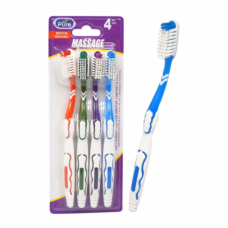 Massage Toothbrushes - Assorted 4 Pack