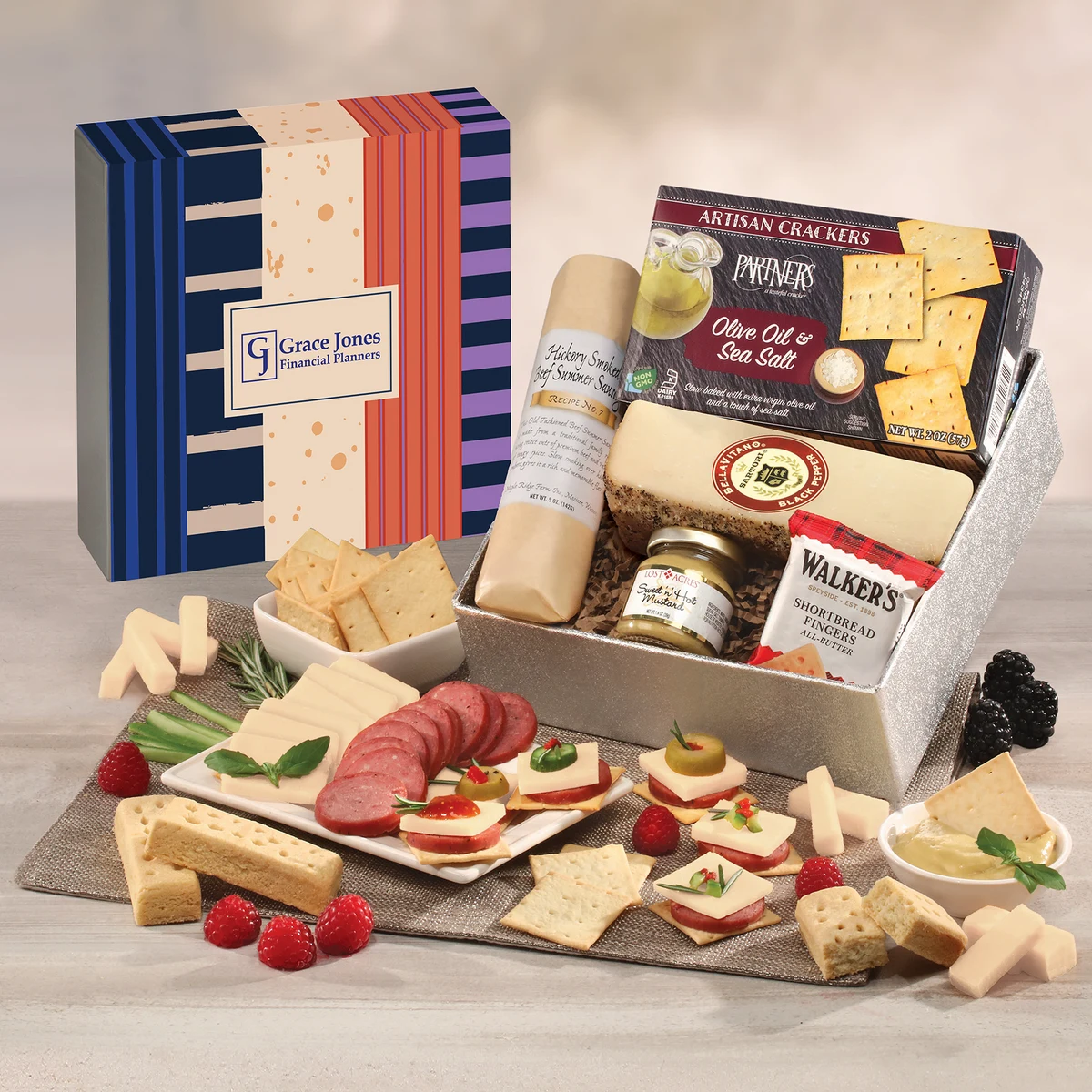 Snack Lover's Gift Box with Stripes & Splatter Sleeve 1