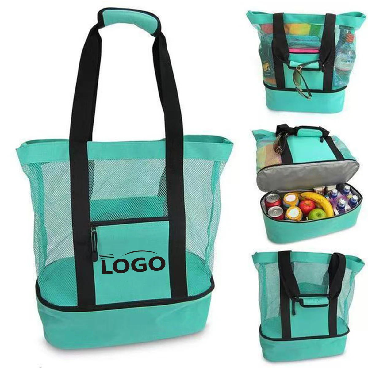 Mesh Beach Tote Bag With Cooler 1