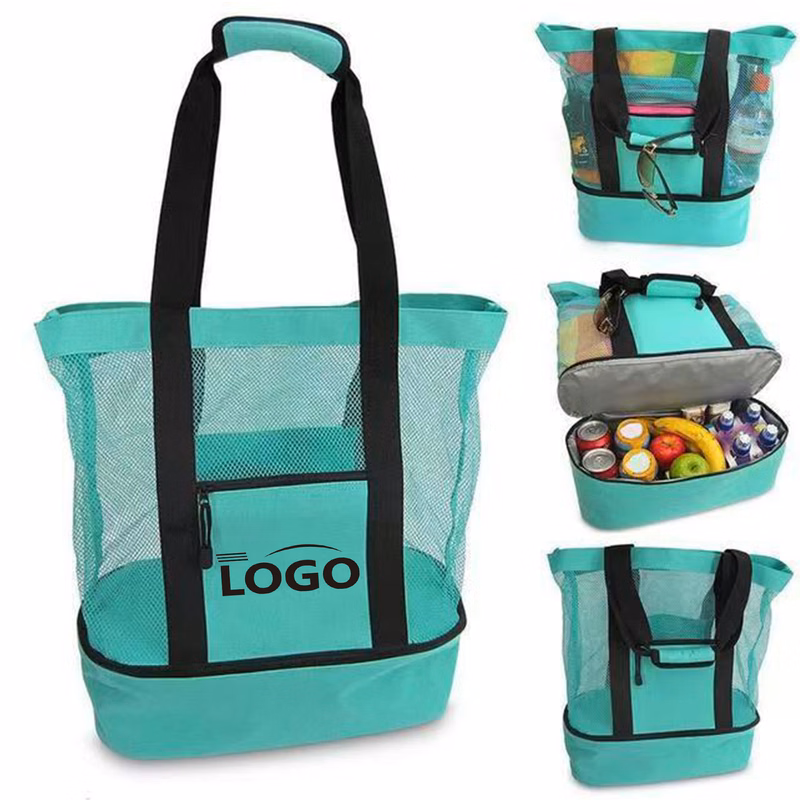 Mesh Beach Tote Bag With Cooler