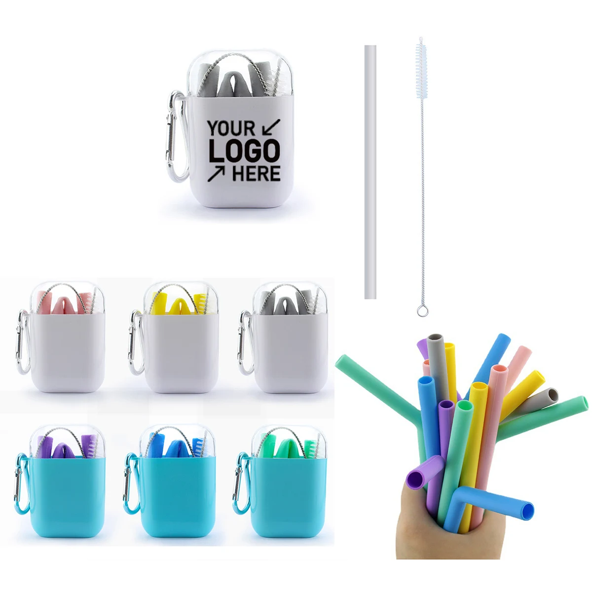 Foldable Silicone Straw With Carabiner 1