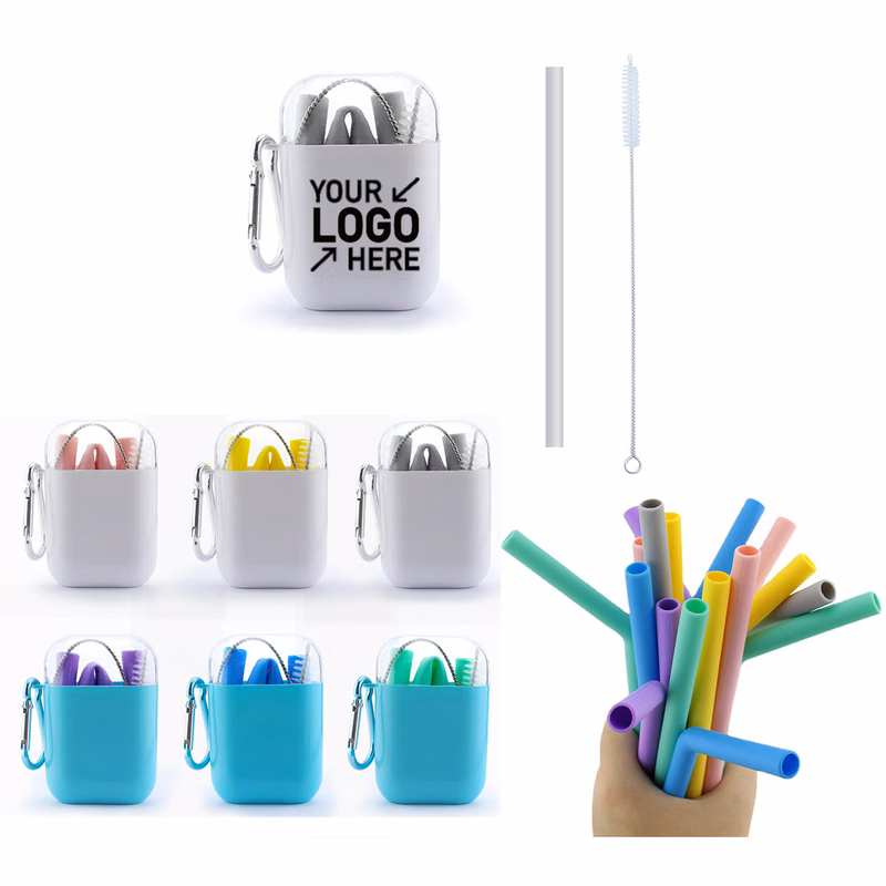 Foldable Silicone Straw With Carabiner