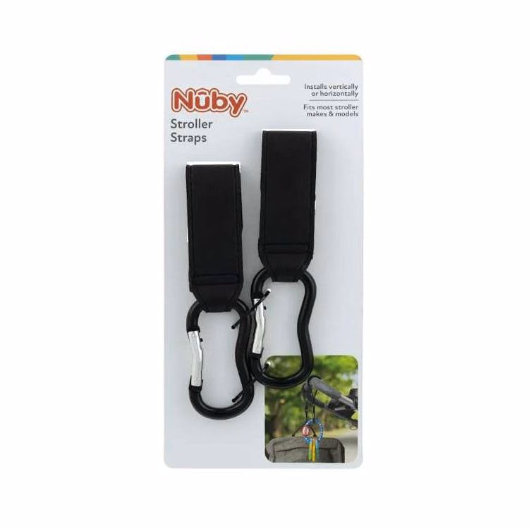 Leather Stroller Clips - 2 Pack Black