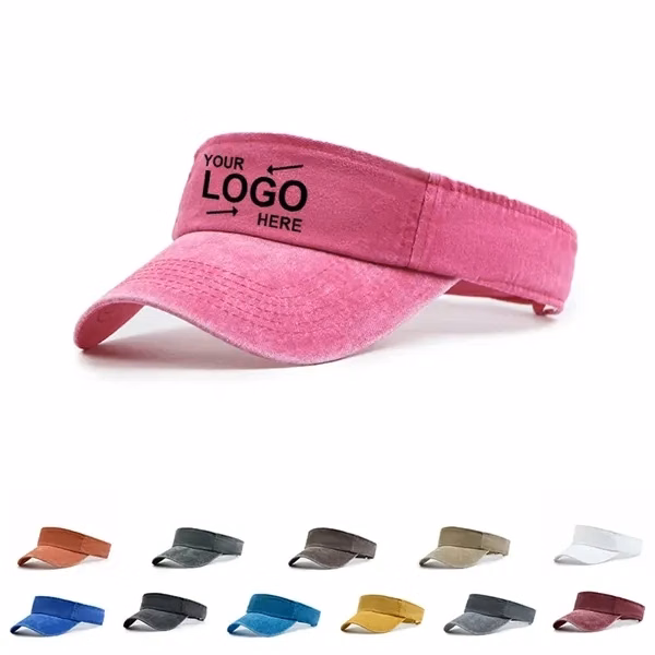Custom Breathable Cotton Washed Sun Visor Hat — Golf & Outdoor Activity Wear