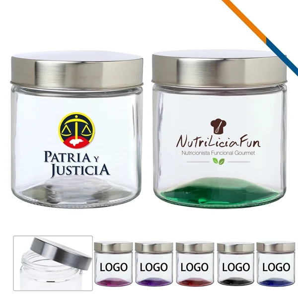 Custom 27 oz Glass Candy Jar with Screw Top Lid Full Color — Celebration Container 1