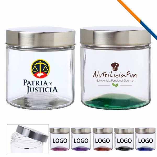 Custom 27 oz Glass Candy Jar with Screw Top Lid Full Color — Celebration Container
