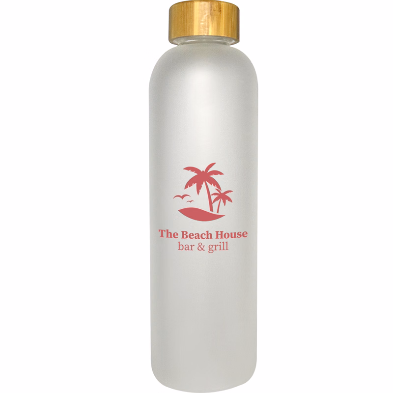 CANTON 1000 ML. (33.8 FL. OZ.) GLASS BOTTLE WITH BAMBOO LID