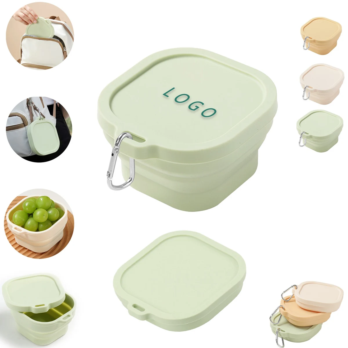 13 Oz Collapsible Silicone Food Storage Container carabiner 1