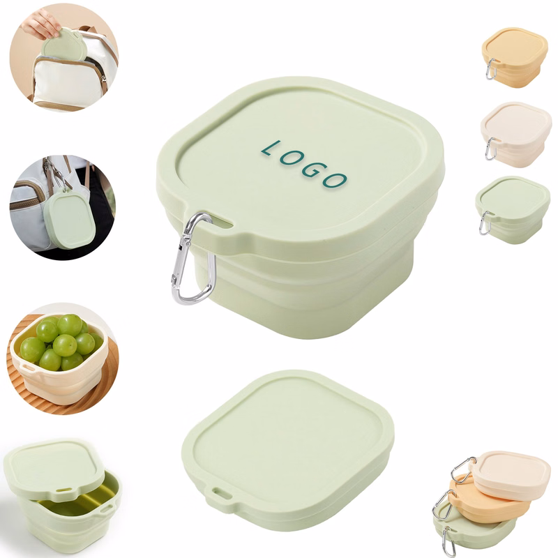 13 Oz Collapsible Silicone Food Storage Container carabiner