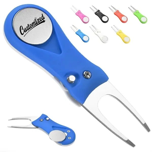 Custom Folding Divot Repair Tool with Magnetic Ball Marker — Golfer's Green Essential 1