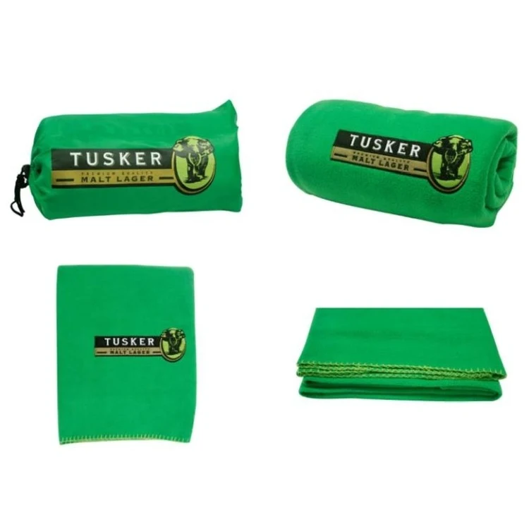 Polar Fleece Caming Outdoor Blanket with Drawstring Pouch 1