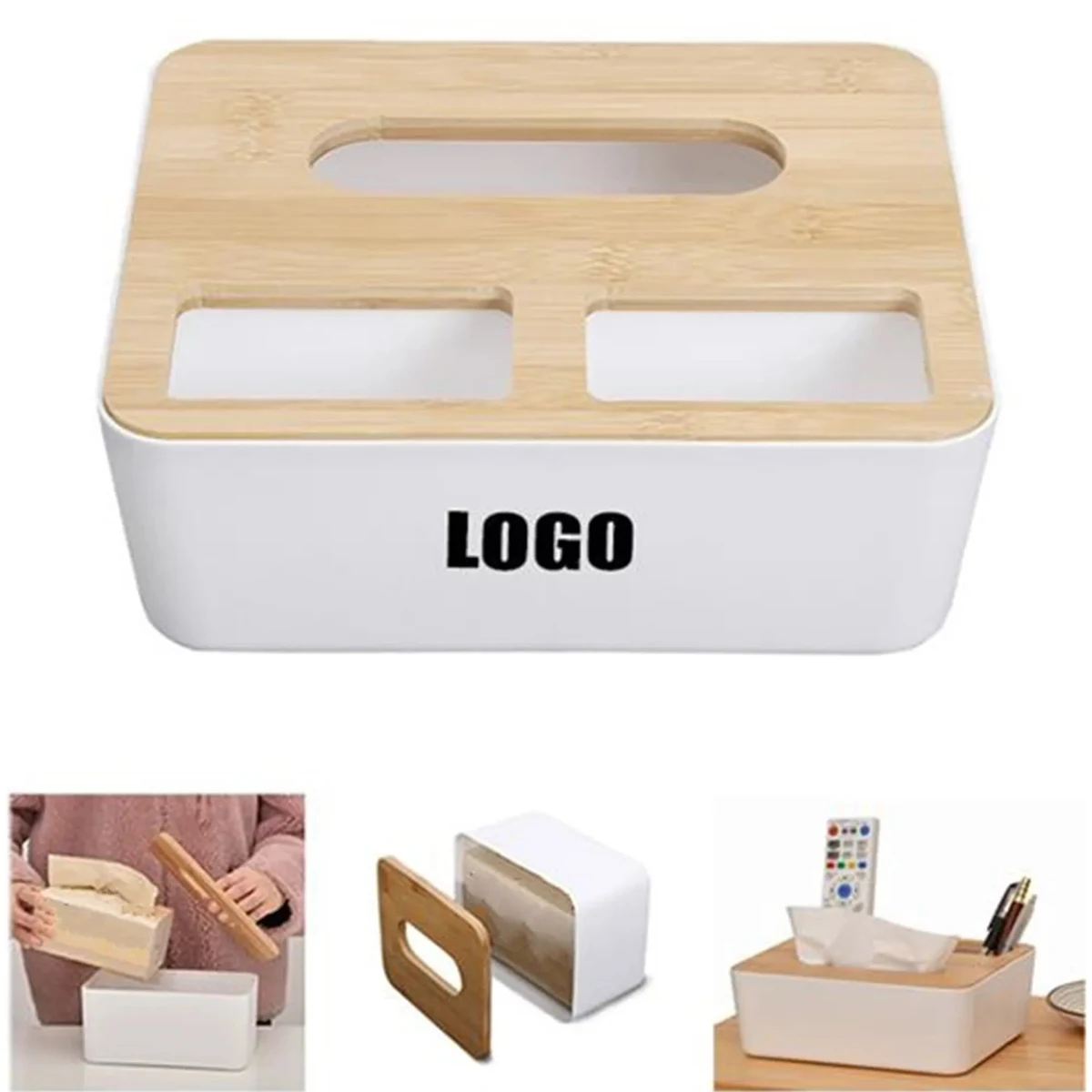 Multifunction Wooden Rectangular Tissue Box Holder 1